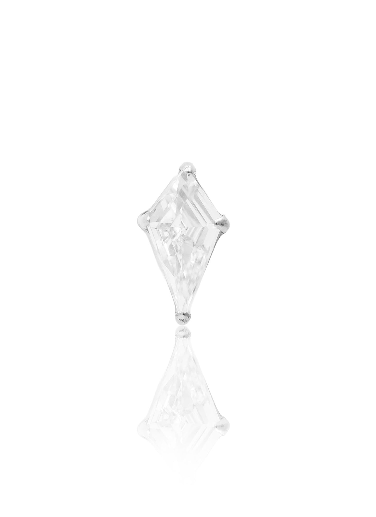 Kolczyk do ucha "Diamond kite" - tytanowy labret z cyrkonią w kształcie rombu