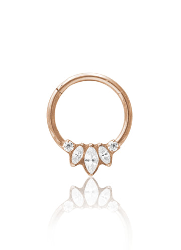 Kolczyk do ucha lub nosa "Crystal lotus" - tytanowy clicker rose gold z cyrkoniami