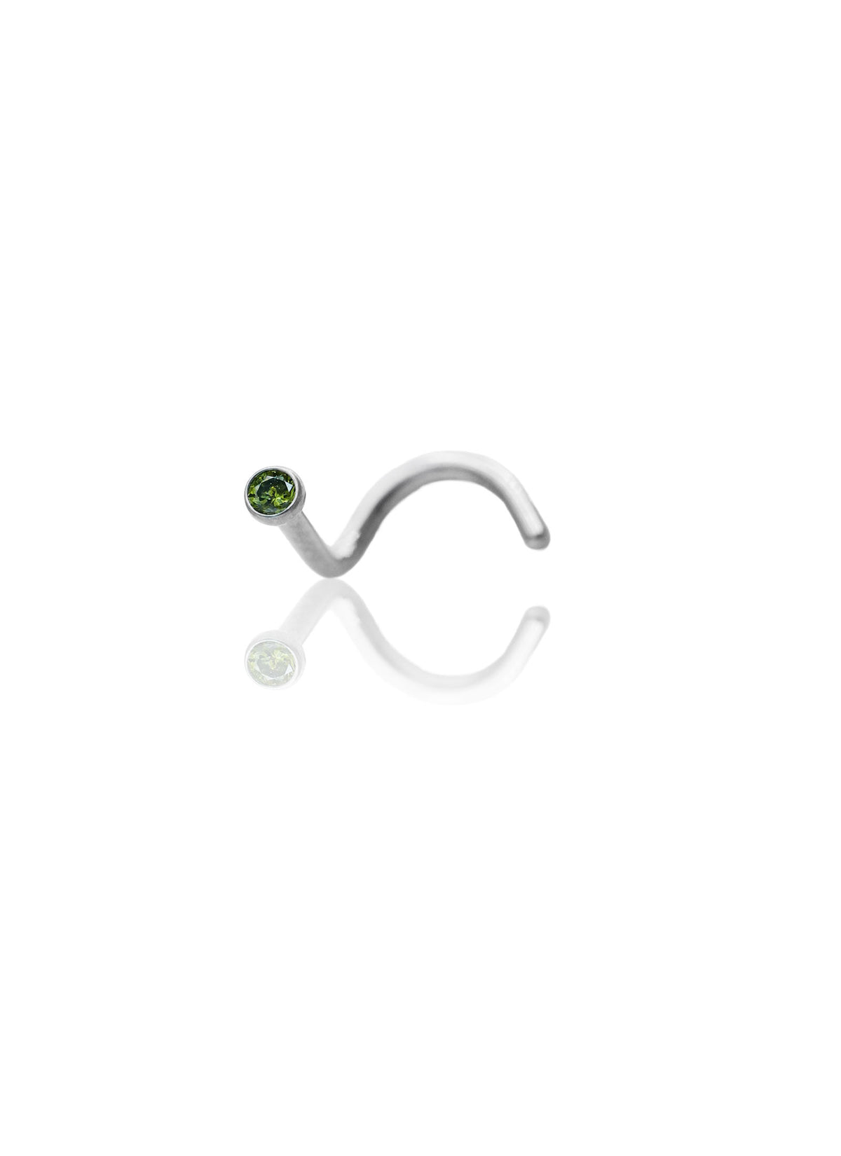 Kolczyk do nostrila "Emerald dot" - tytanowy pigmej z zieloną cyrkonią 6mm