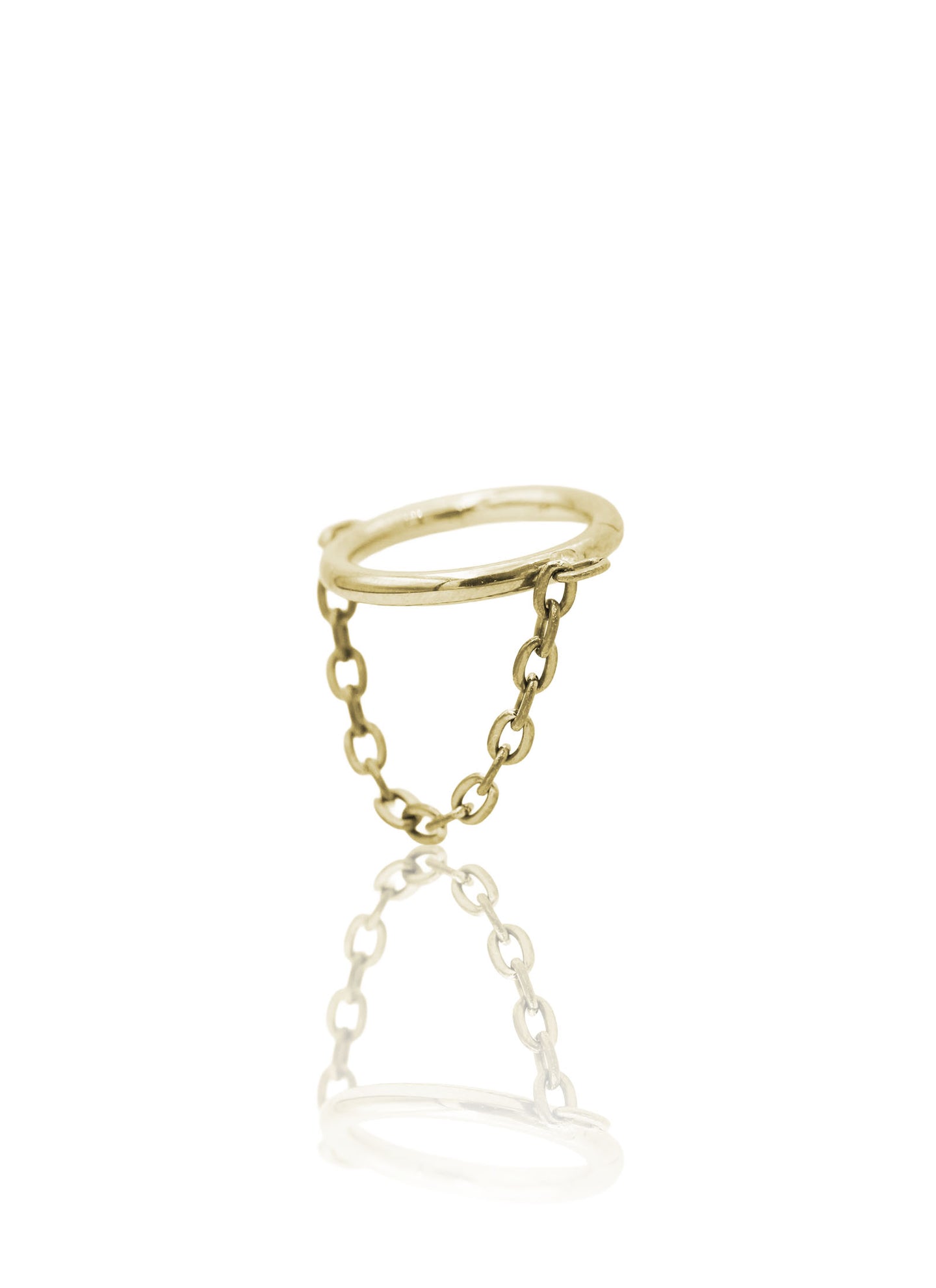 Kolczyk do ucha "Orbit chain" - złoty tytanowy clicker z łańcuszkiem 10mm