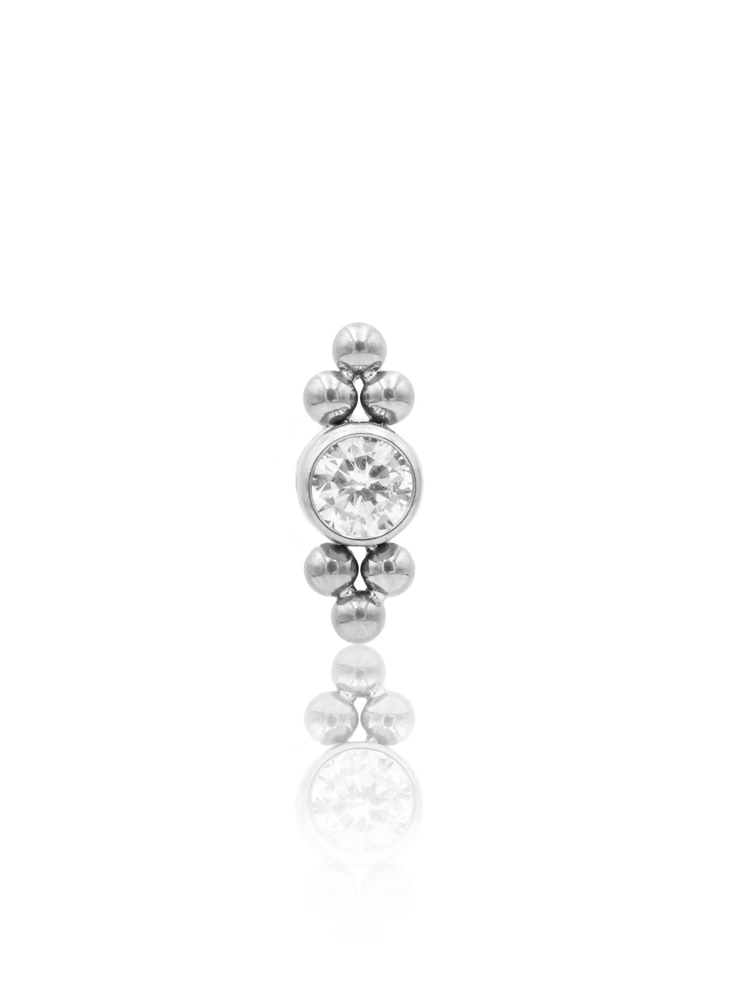 Kolczyk do ucha "Beaded halo" - tytanowy labret z cyrkonią i kuleczkami