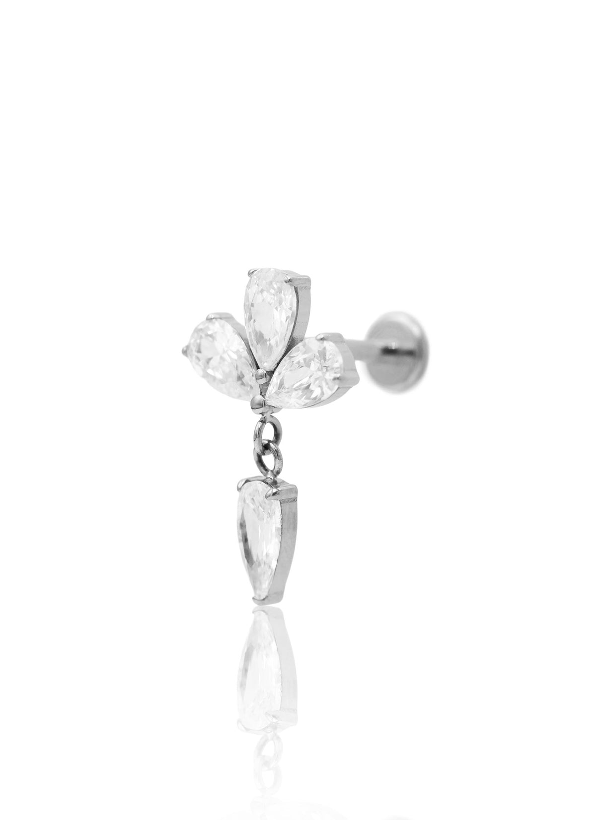 Kolczyk do ucha "Crystal cascade" - tytanowy labret z cyrkoniami