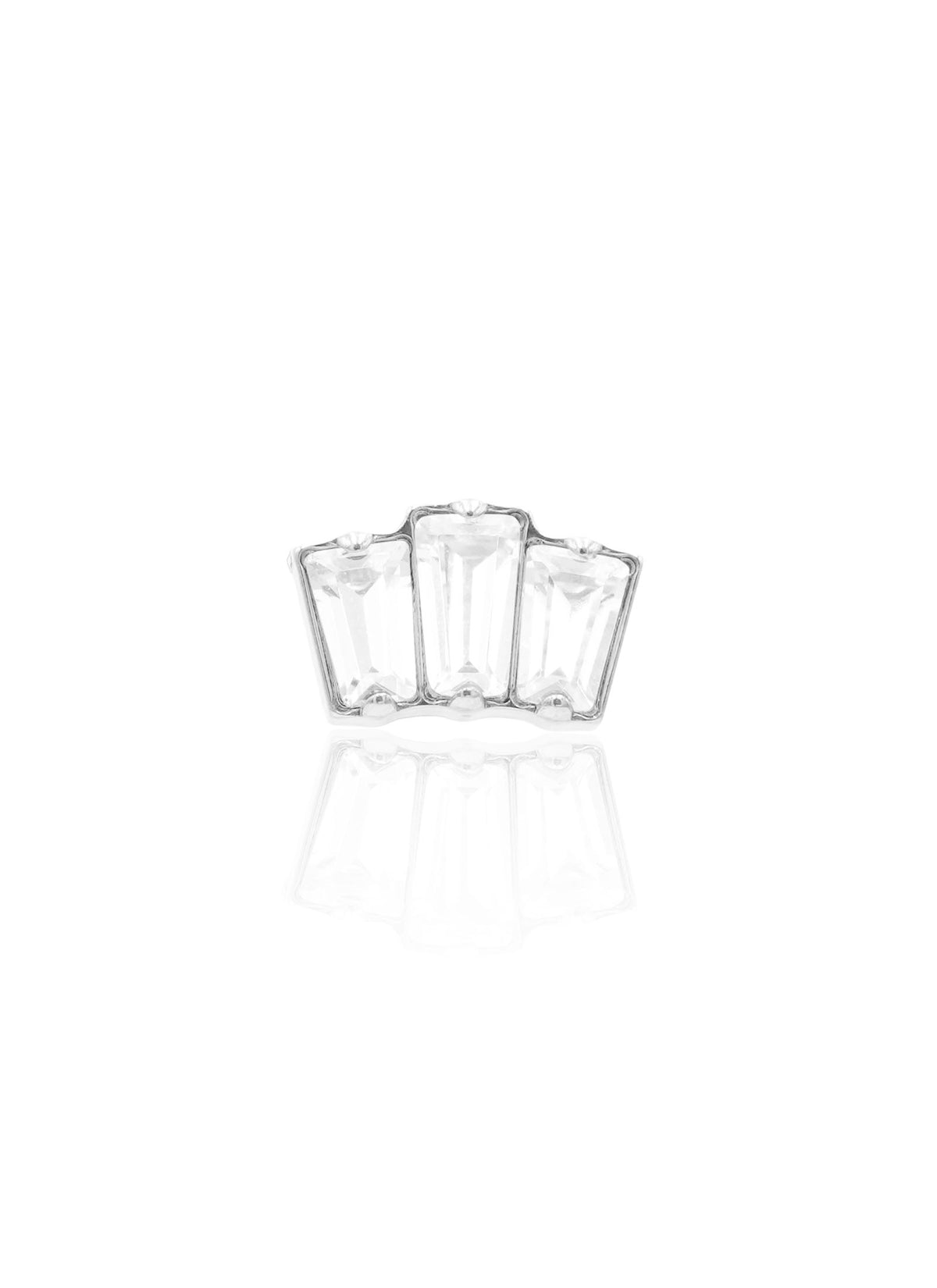 Kolczyk do ucha "Crystal fan" - tytanowy labret z trzema cyrkoniami