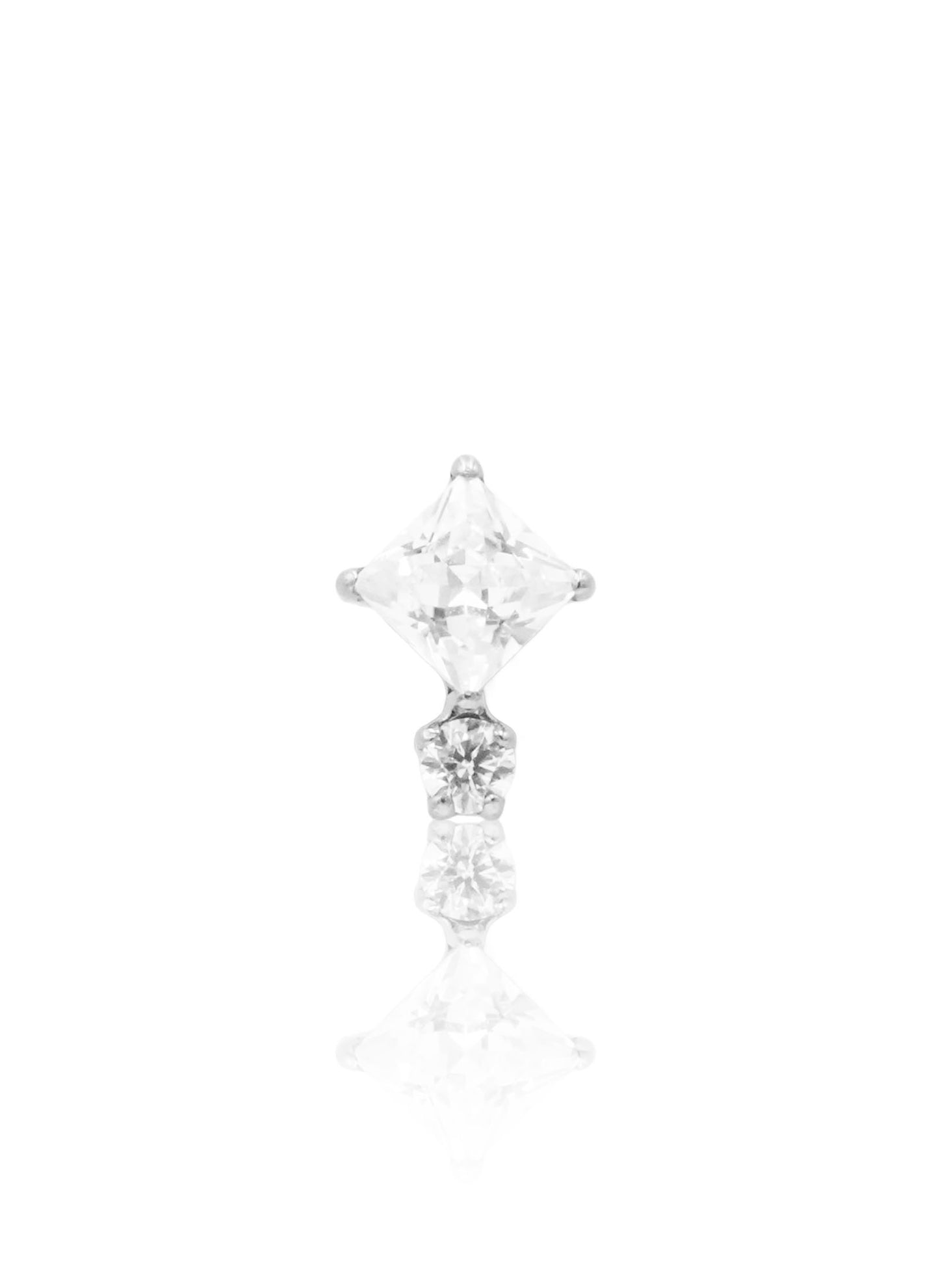 Kolczyk do ucha "Crystal kite" - tytanowy labret z dwoma cyrkoniami