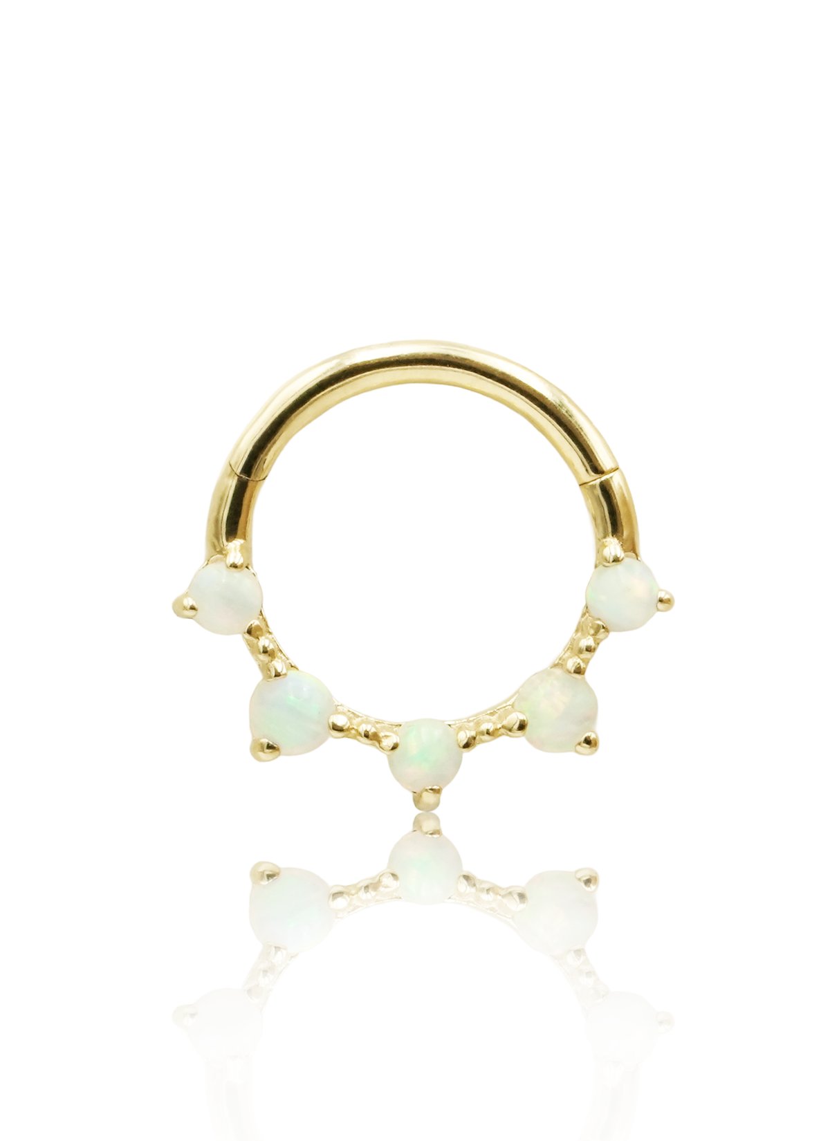 Kolczyk do ucha lub nosa "Golden Opal Crown" - 14K złoty clicker z opalami