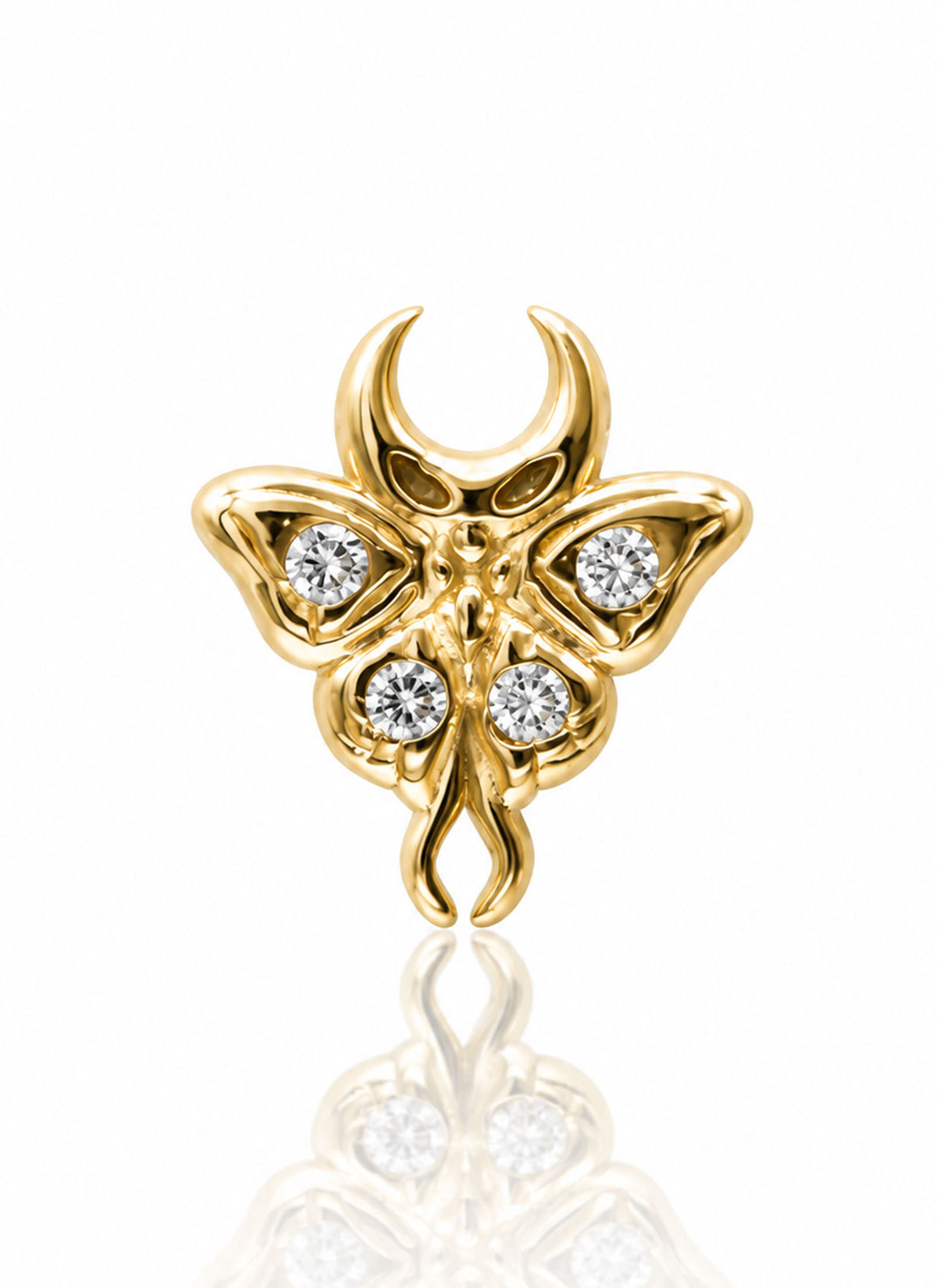 Kolczyk do ucha "Luna Moth" - nakrętka 14K w kształcie ćmy z cyrkonią
