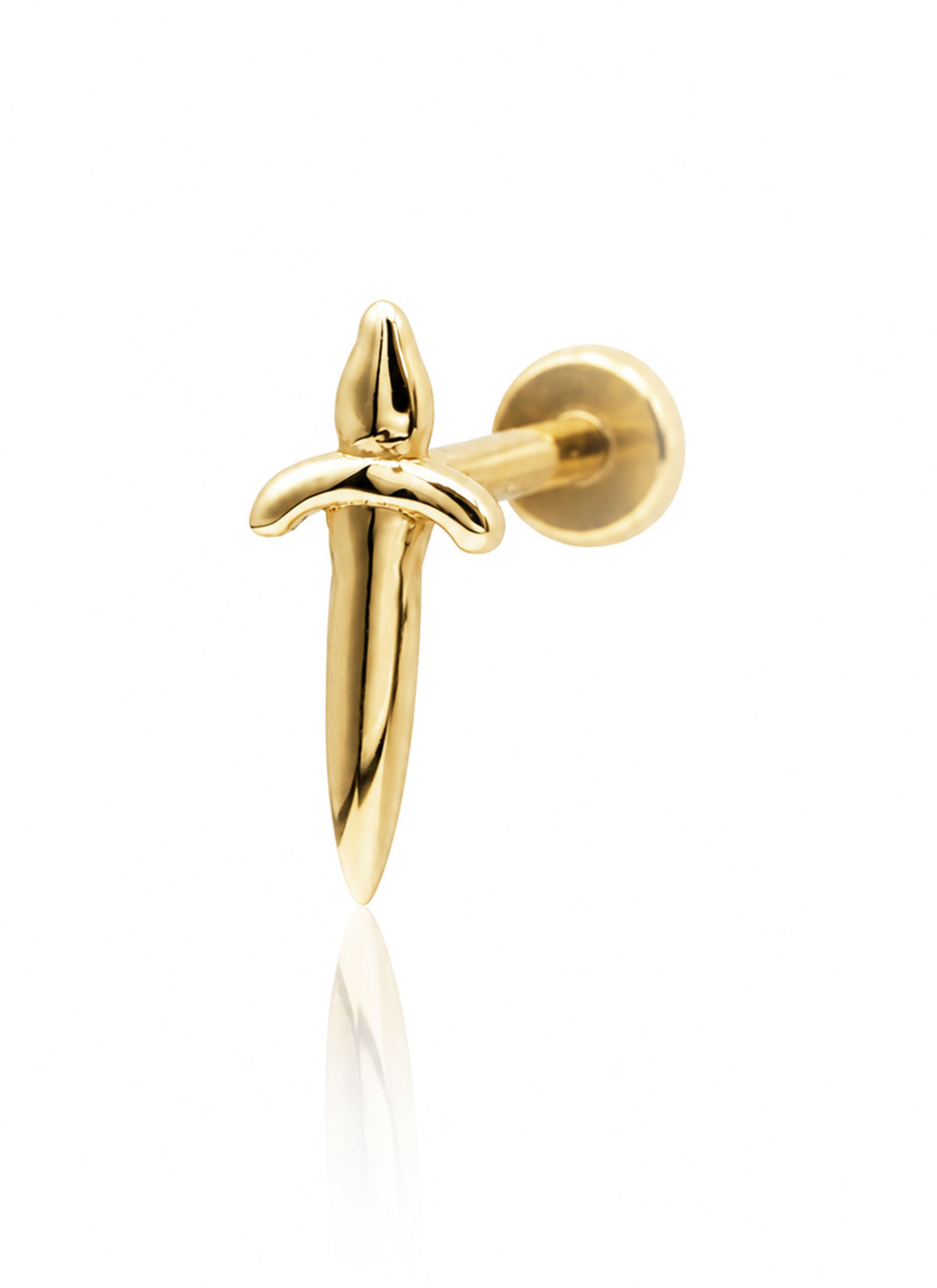 Kolczyk do ucha "Golden Blade" - nakrętka 14K w kształcie sztyletu