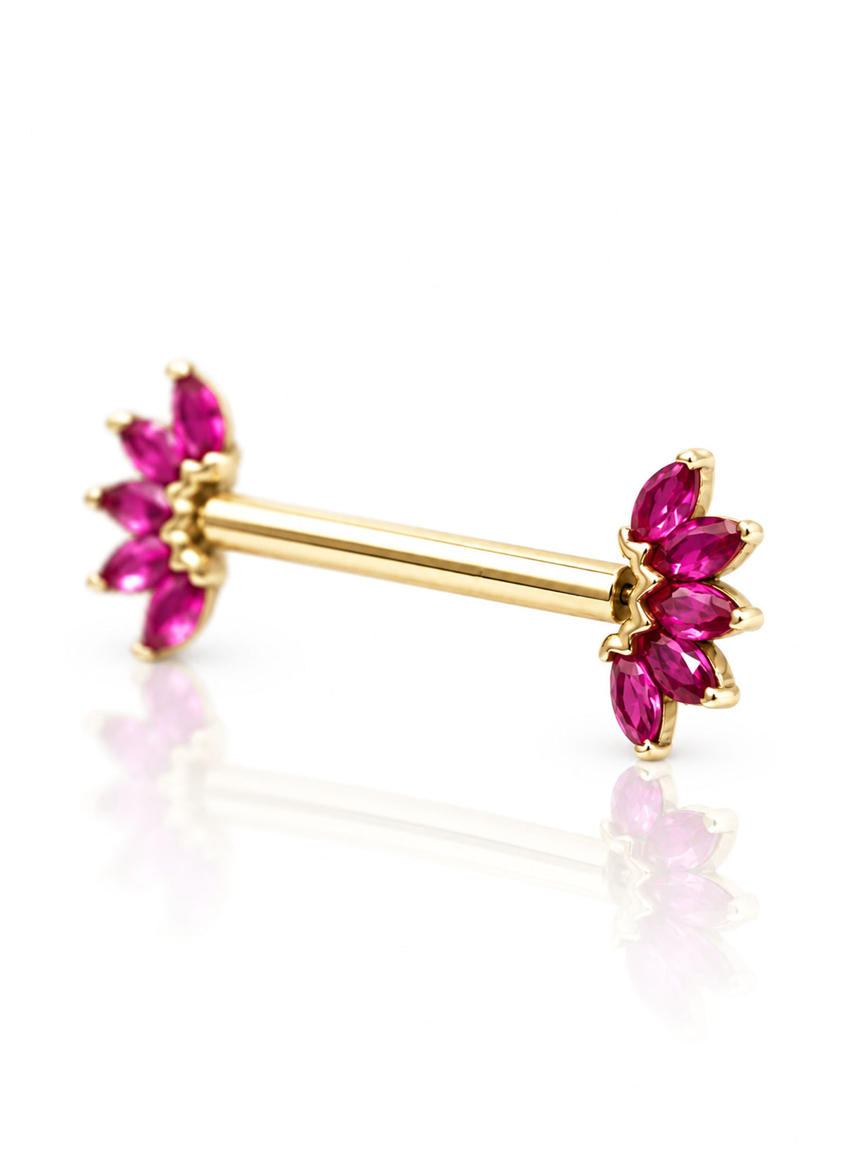 Kolczyk do sutka "Ruby Wings" - sztanga ze złota 14k