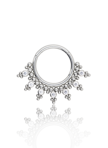 Kolczyk do ucha "Tiara" - tytanowy clicker z cyrkoniami