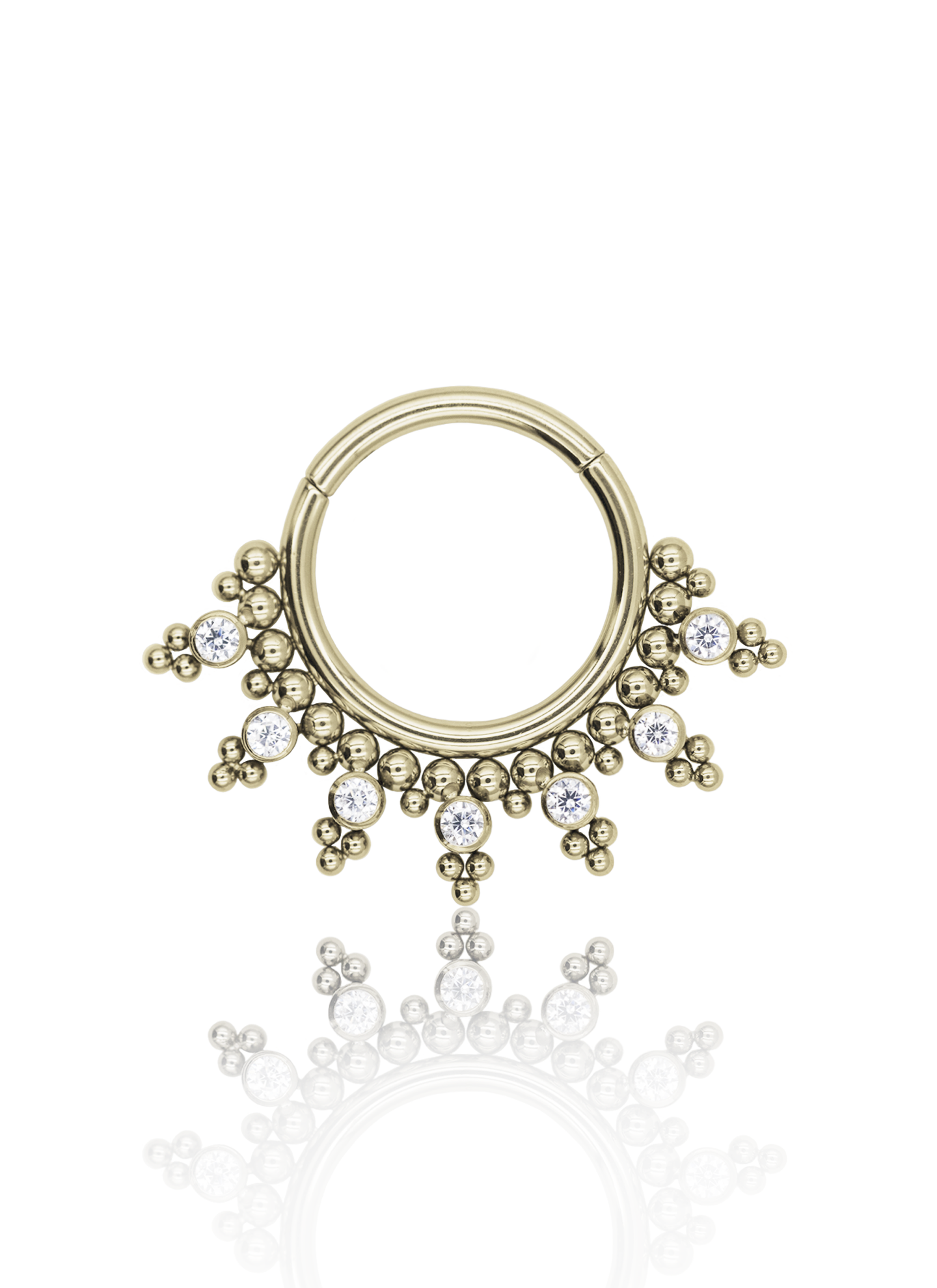 Kolczyk do ucha "Tiara" - anodyzowany tytanowy clicker z cyrkoniami