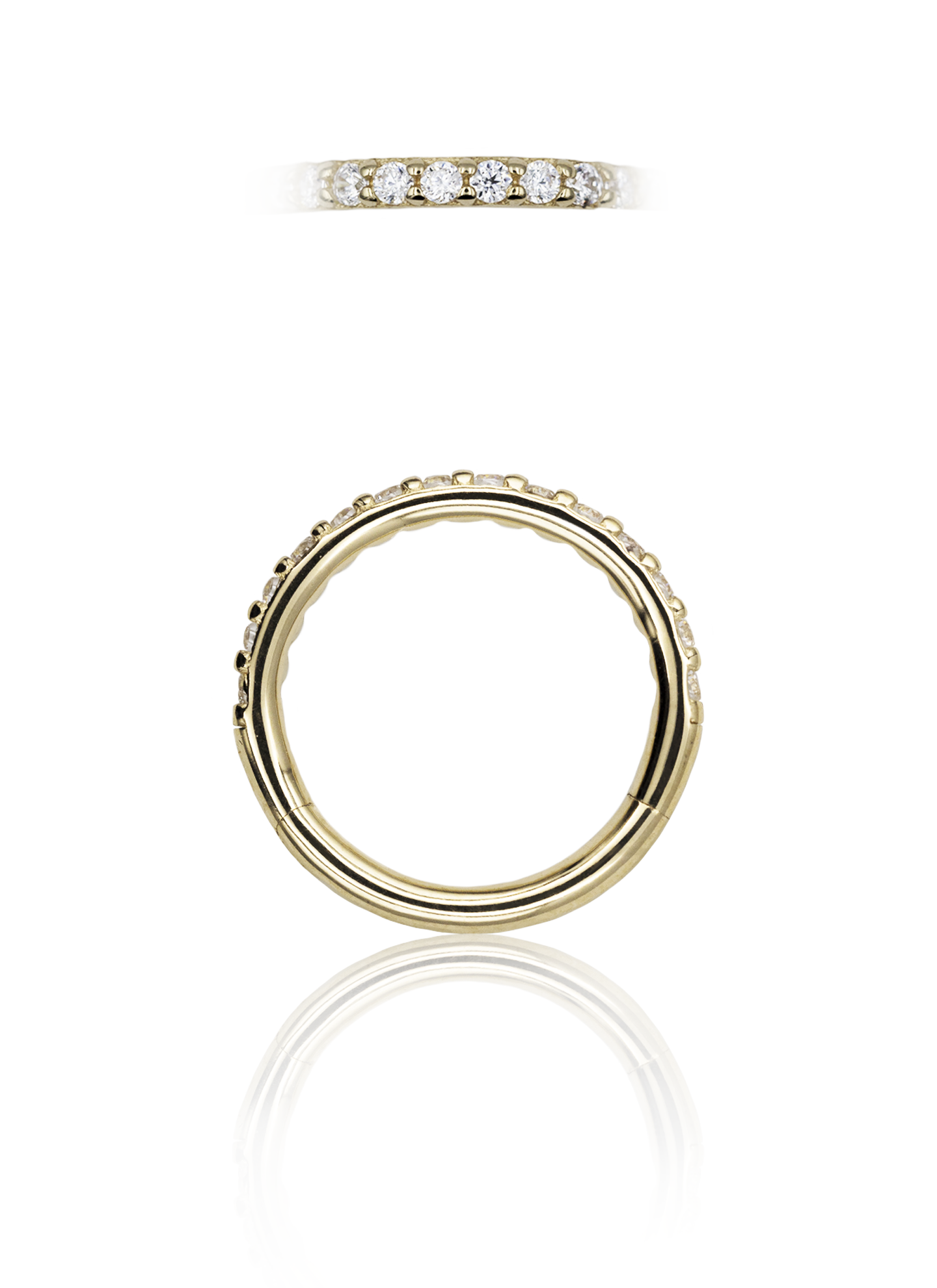 Kolczyk do ucha "Gold ice" - 14K złoty clicker z cyrkoniami