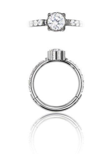 Kolczyk do ucha "Big one" - tytanowy clicker z dużą cyrkonią