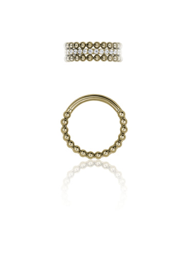 Kolczyk do ucha "Crown" - anodyzowany tytanowy clicker z cyrkoniami