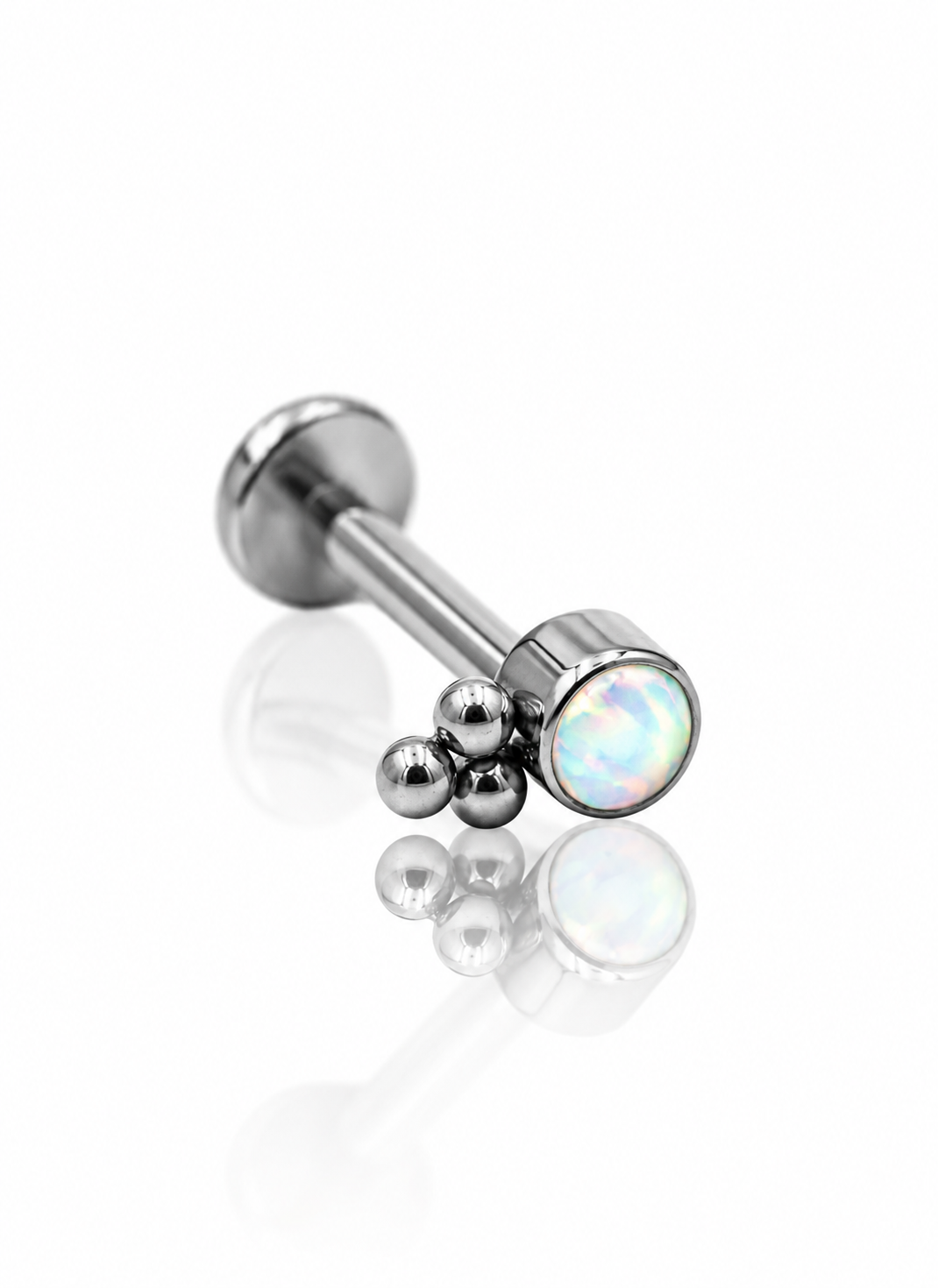 Ear piercing "Opal dots" - titanium labret with opal