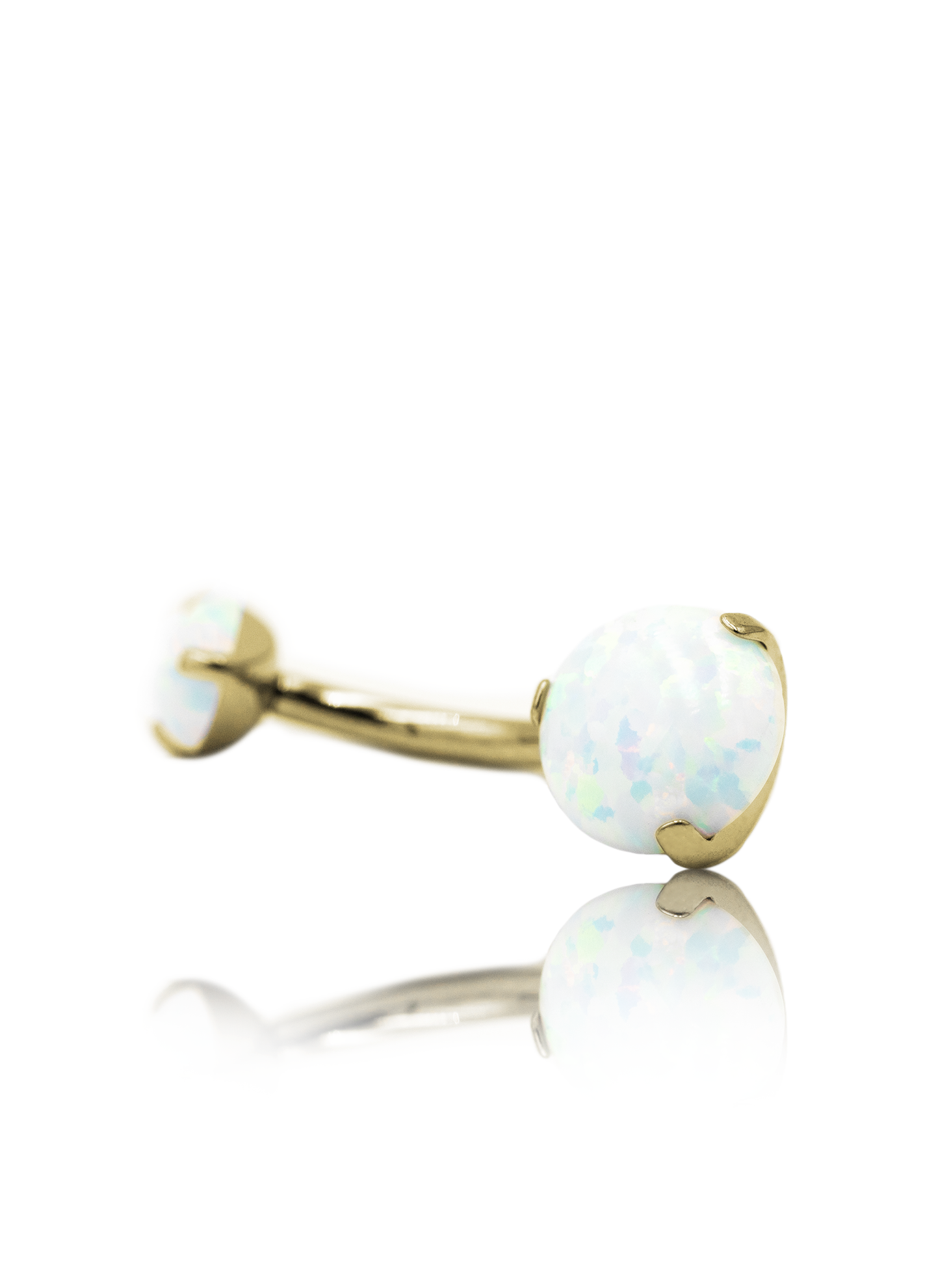 "Clear Sky" Navel Ring - Anodized Titanium Navel Ring with a Clear Opal