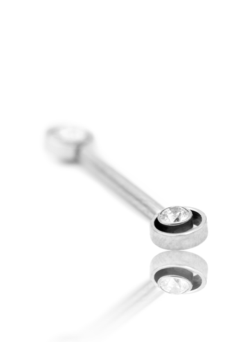 Kolczyk do sutków "Double loop" - tytanowa sztanga z cyrkoniami