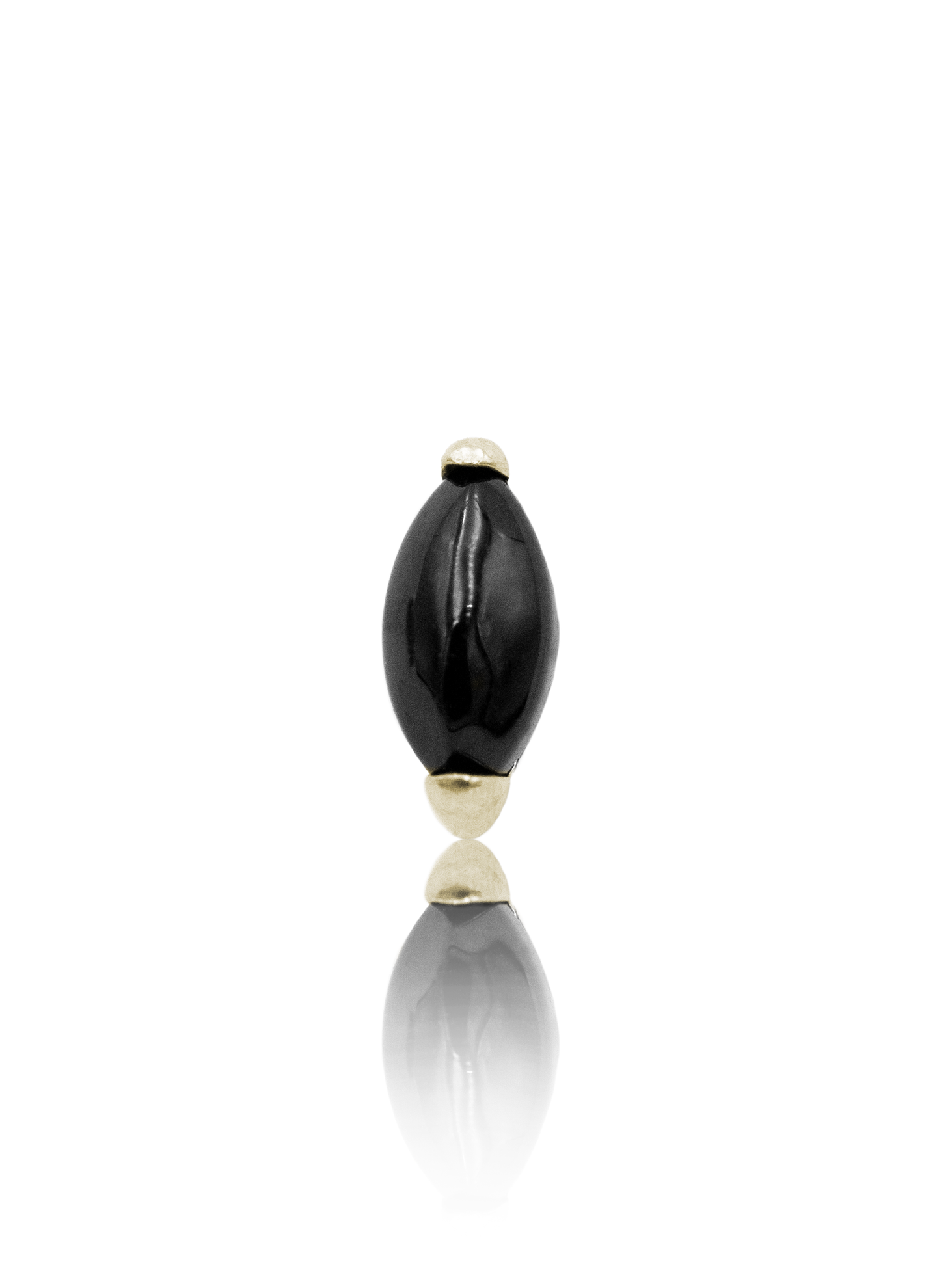 Kolczyk do ucha "1 long stone black" - anodyzowany tytanowy labret z kamieniami