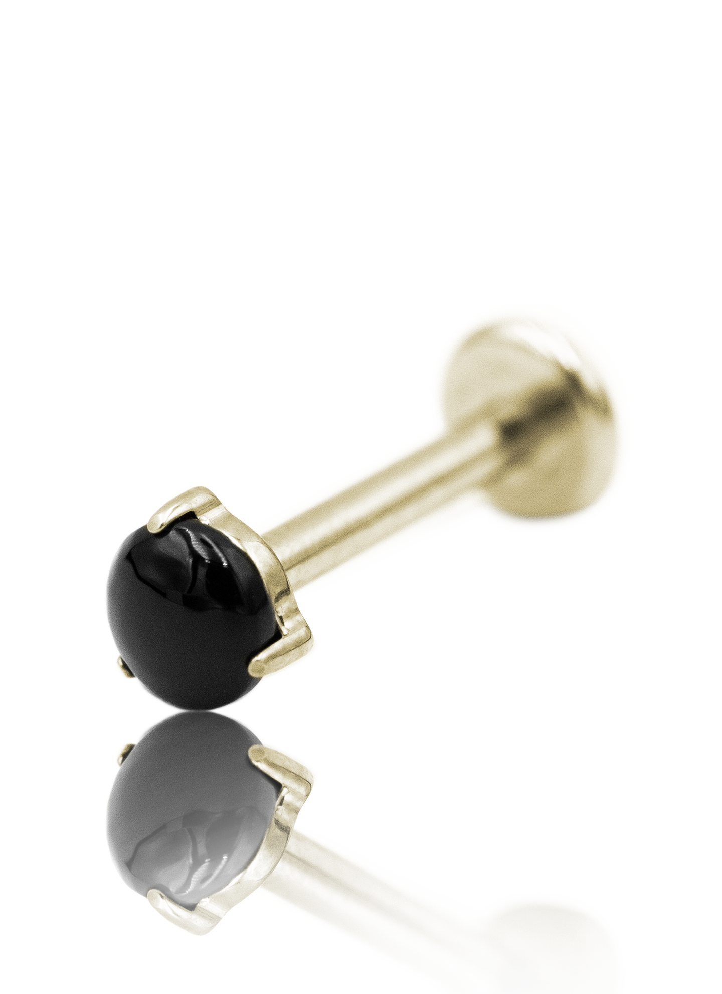 "1 stone black" ear stud - anodized titanium labret with stones