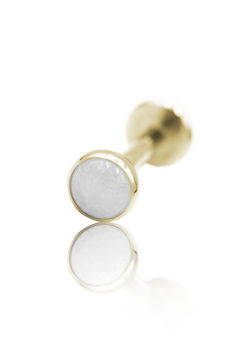 Kolczyk do ucha "1 stone white" - anodyzowany tytanowy labret z kamieniami