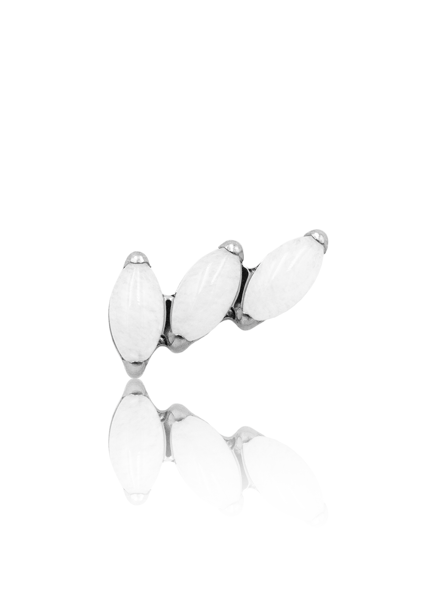 Kolczyk do ucha "3 stone white" - tytanowy labret z kamieniami