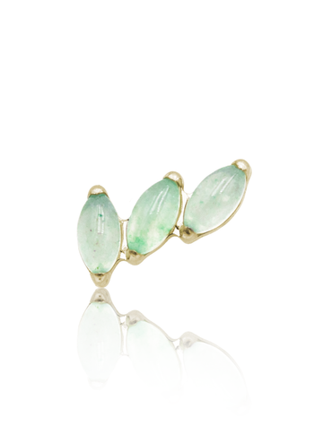 Kolczyk do ucha "3 stone light green" - anodyzowany tytanowy labret z kamieniami