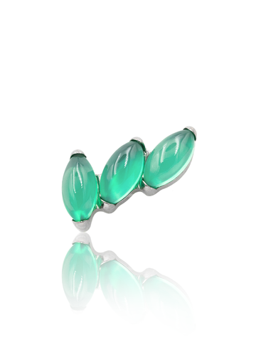 Kolczyk do ucha "3 stone green" - tytanowy labret z kamieniami