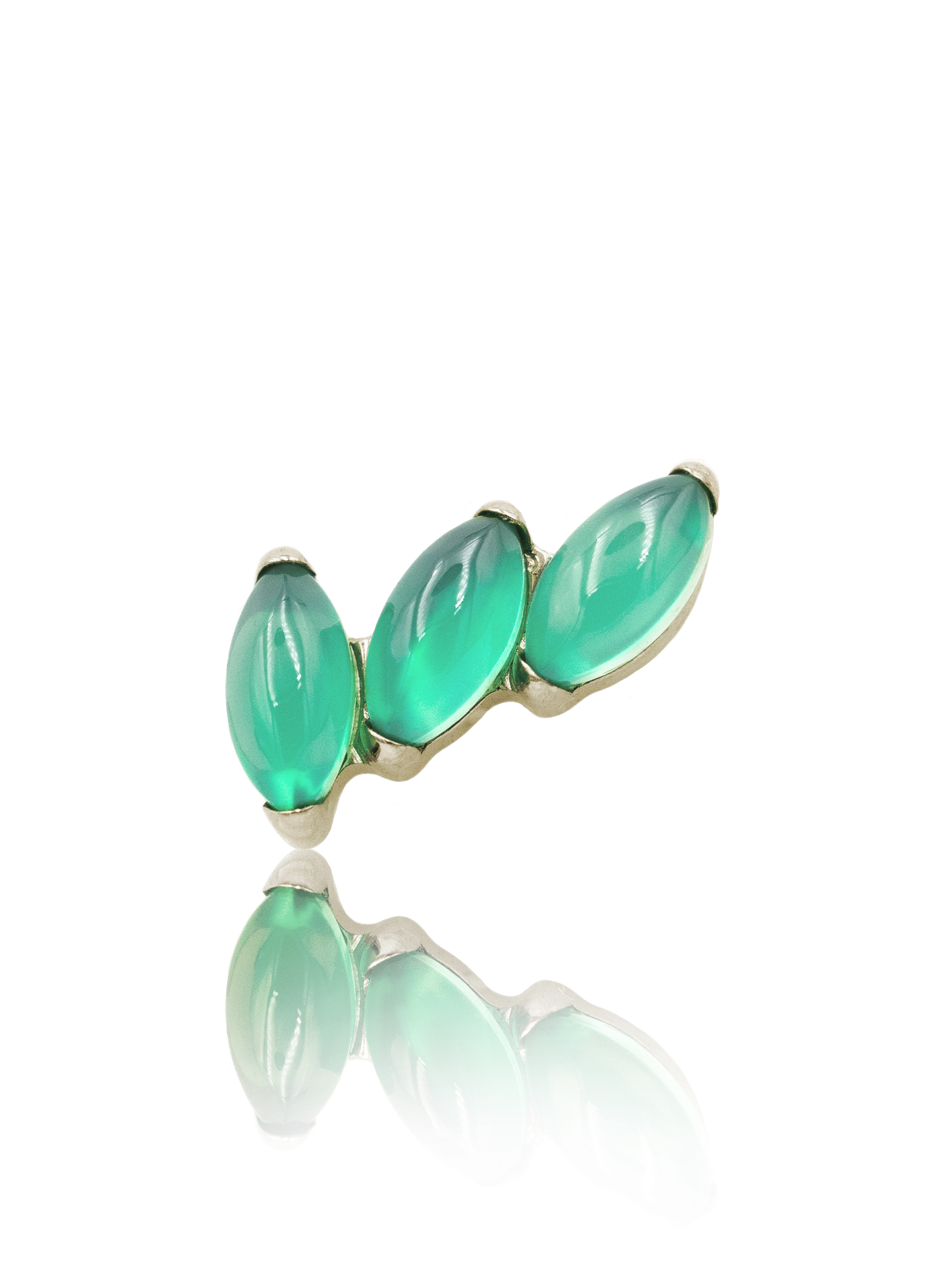 Ear stud "3 stone green" - anodized titanium labret with stones