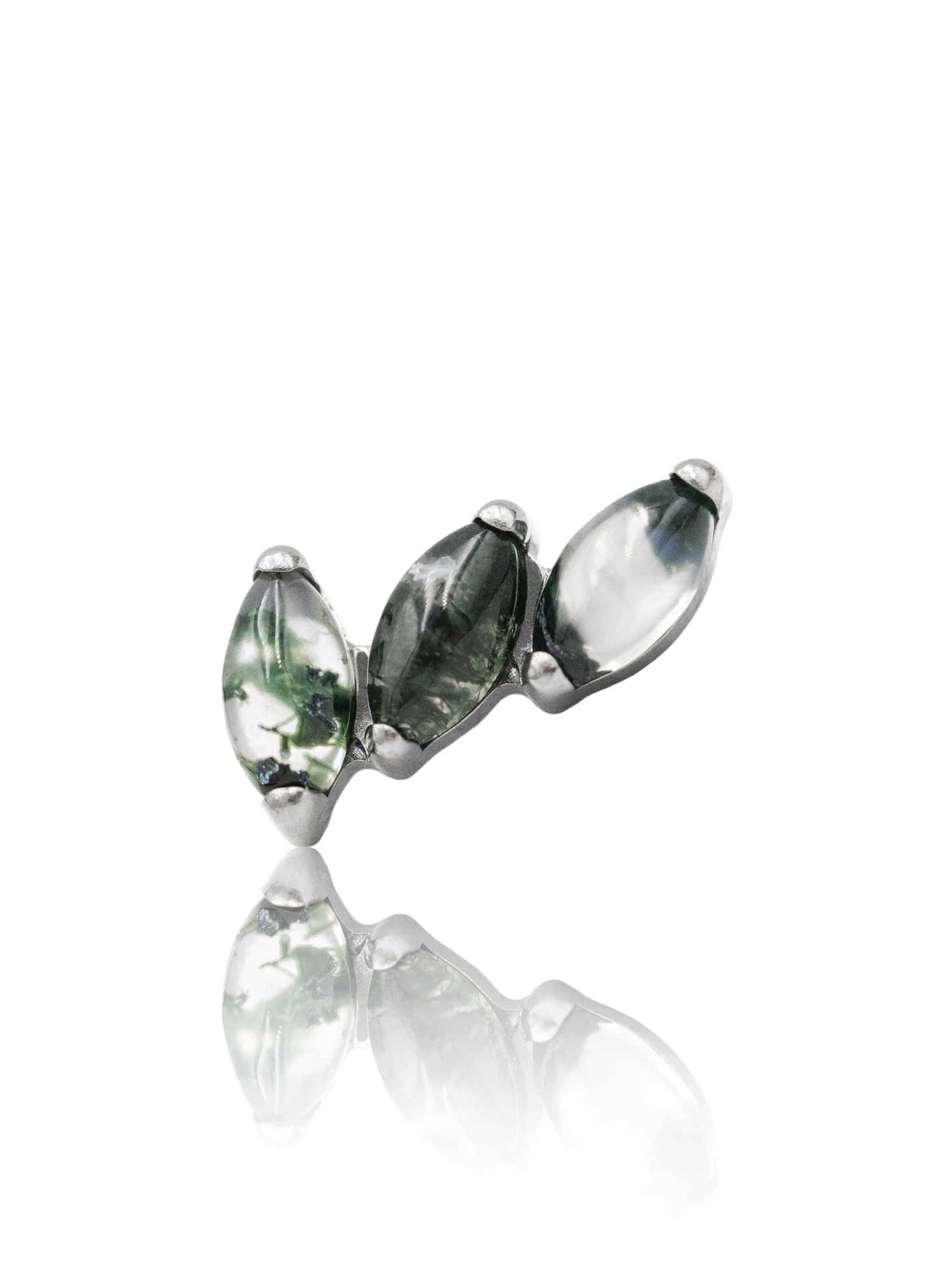 "3 stone clear black" ear stud - titanium labret with stones