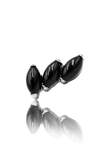 Kolczyk do ucha "3 stone black" - tytanowy labret z kamieniami