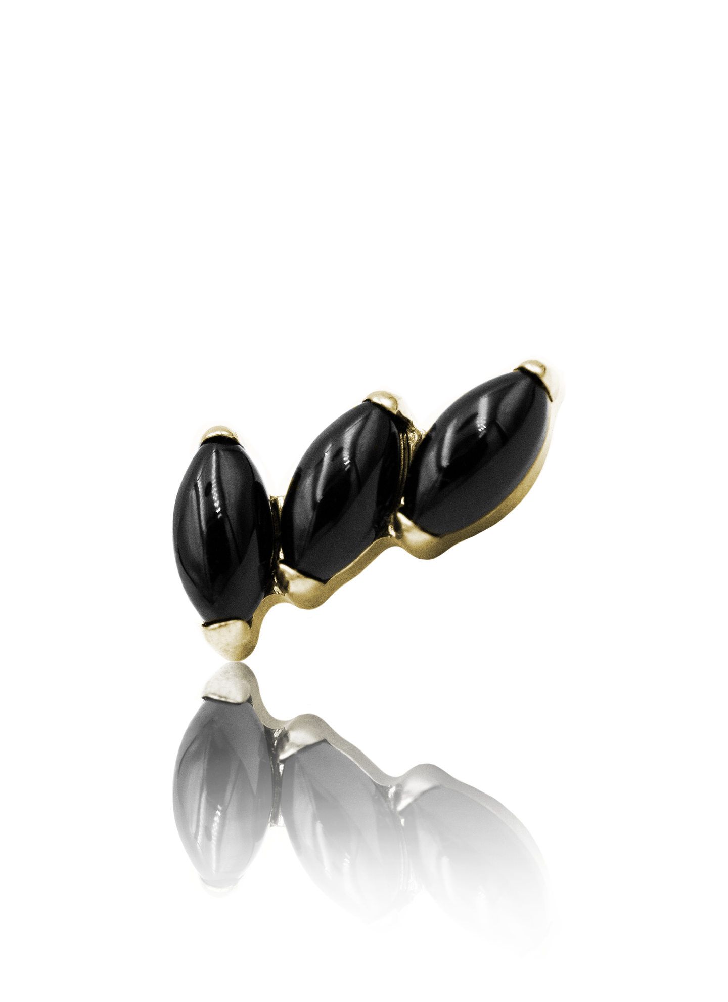 "3 stone black" ear stud - anodized titanium labret with stones