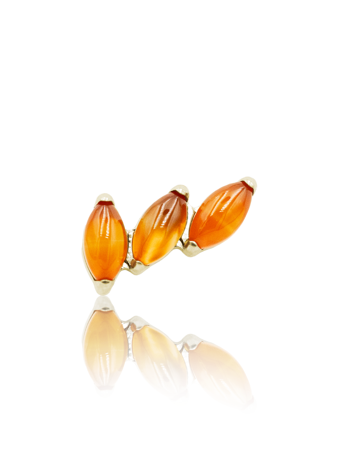 "3 stone red" ear stud - anodized titanium labret with stones