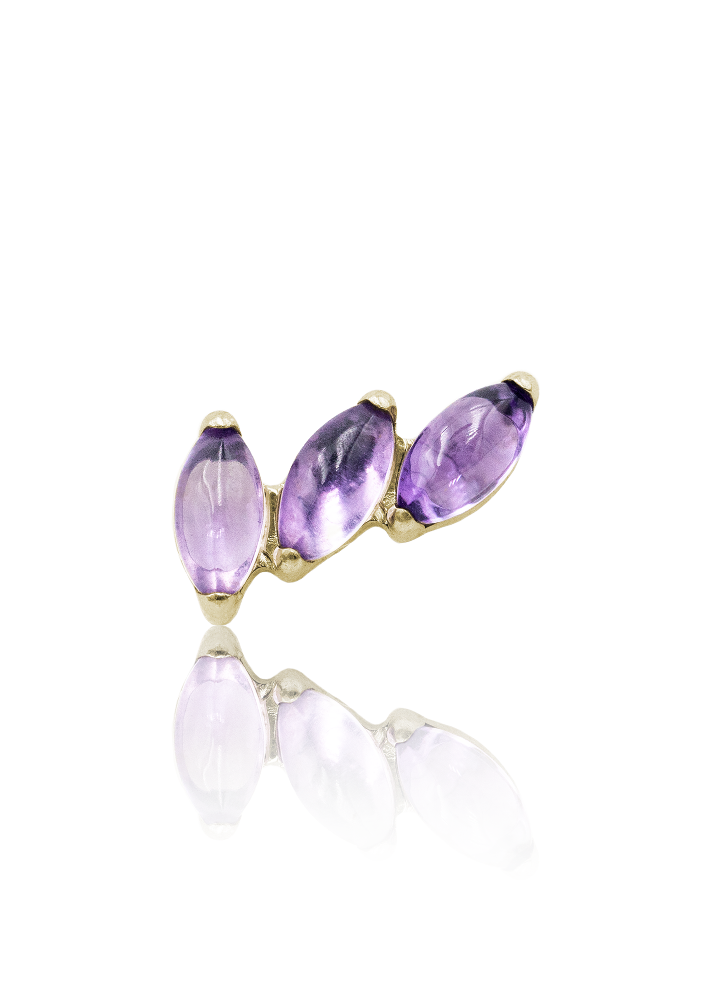 "3 stone purple" ear stud - anodized titanium labret with stones
