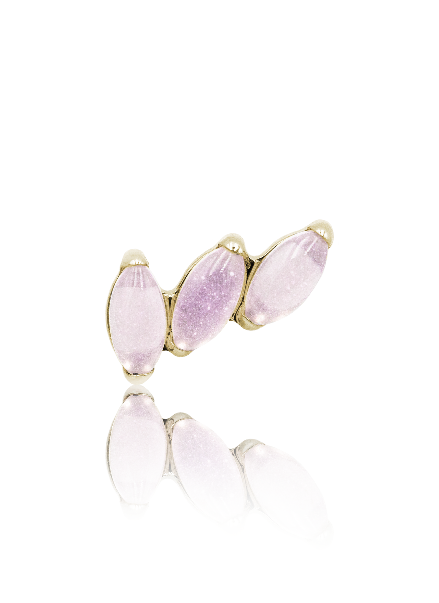 Ear stud "3 stone pink" - anodized titanium labret with stones