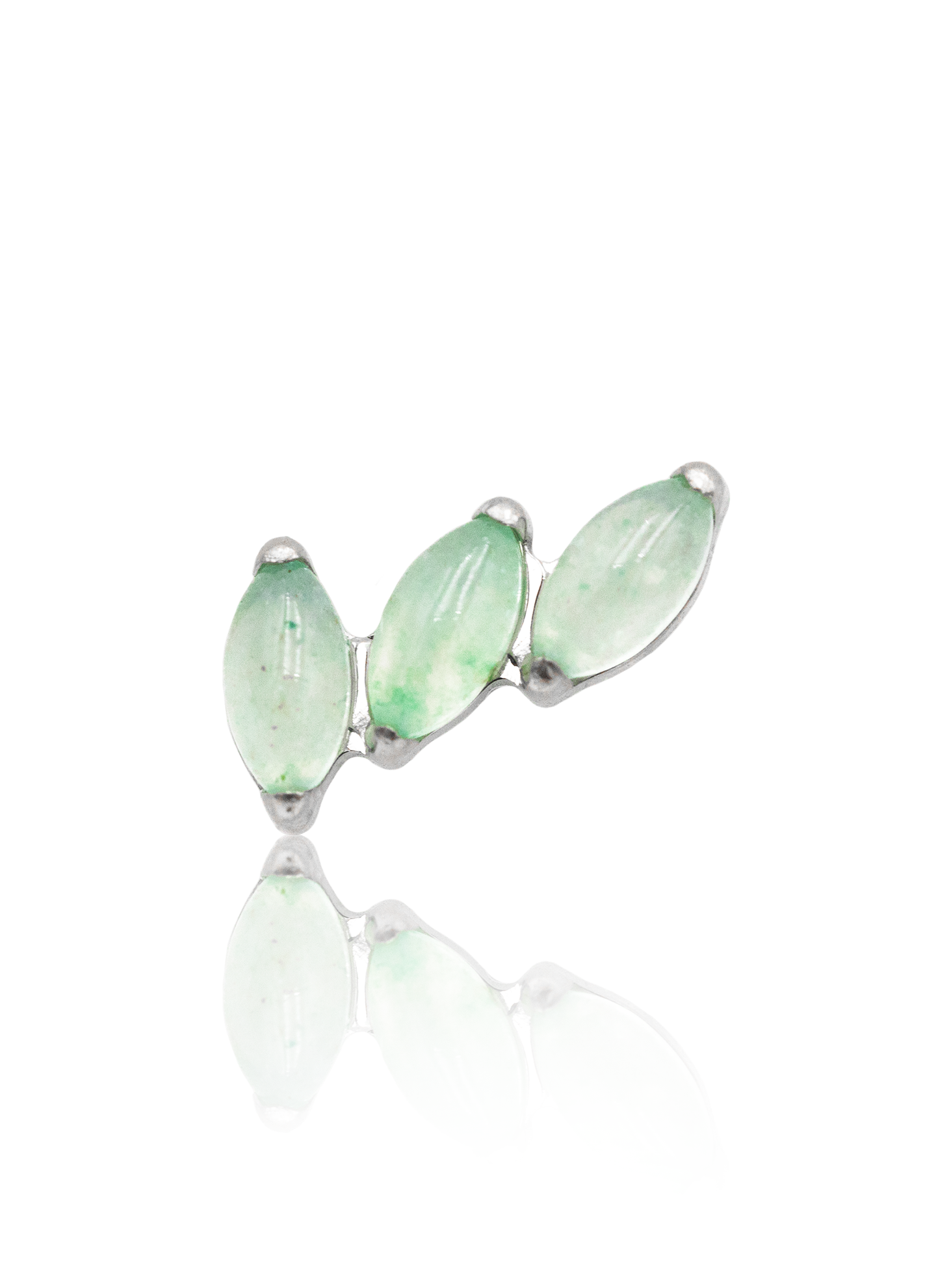 Kolczyk do ucha "3 stone light green" - tytanowy labret z kamieniami