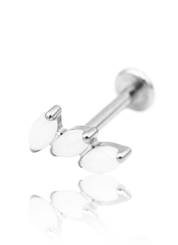 Kolczyk do ucha "3 stone white" - tytanowy labret z kamieniami