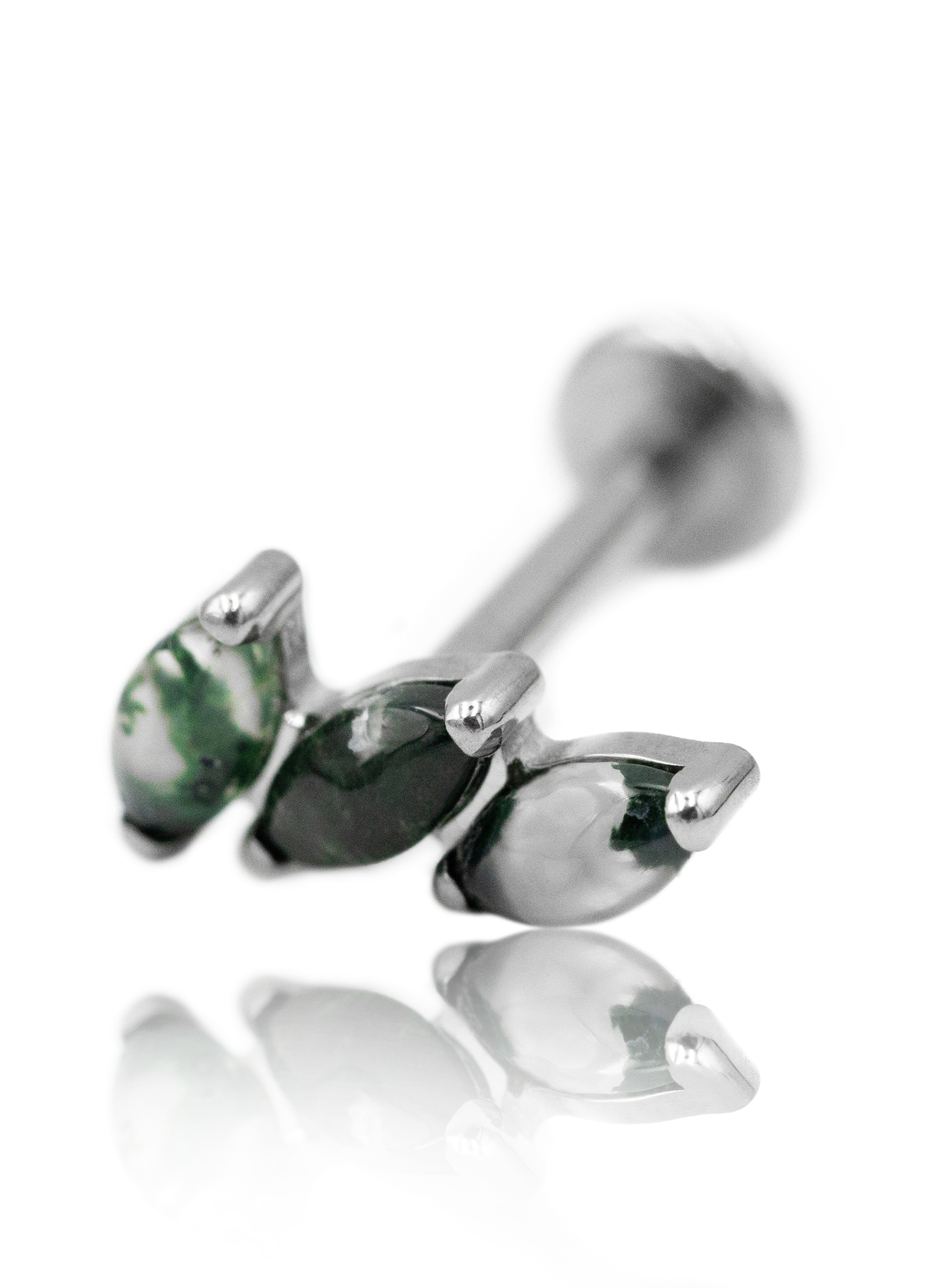 "3 stone clear black" ear stud - titanium labret with stones