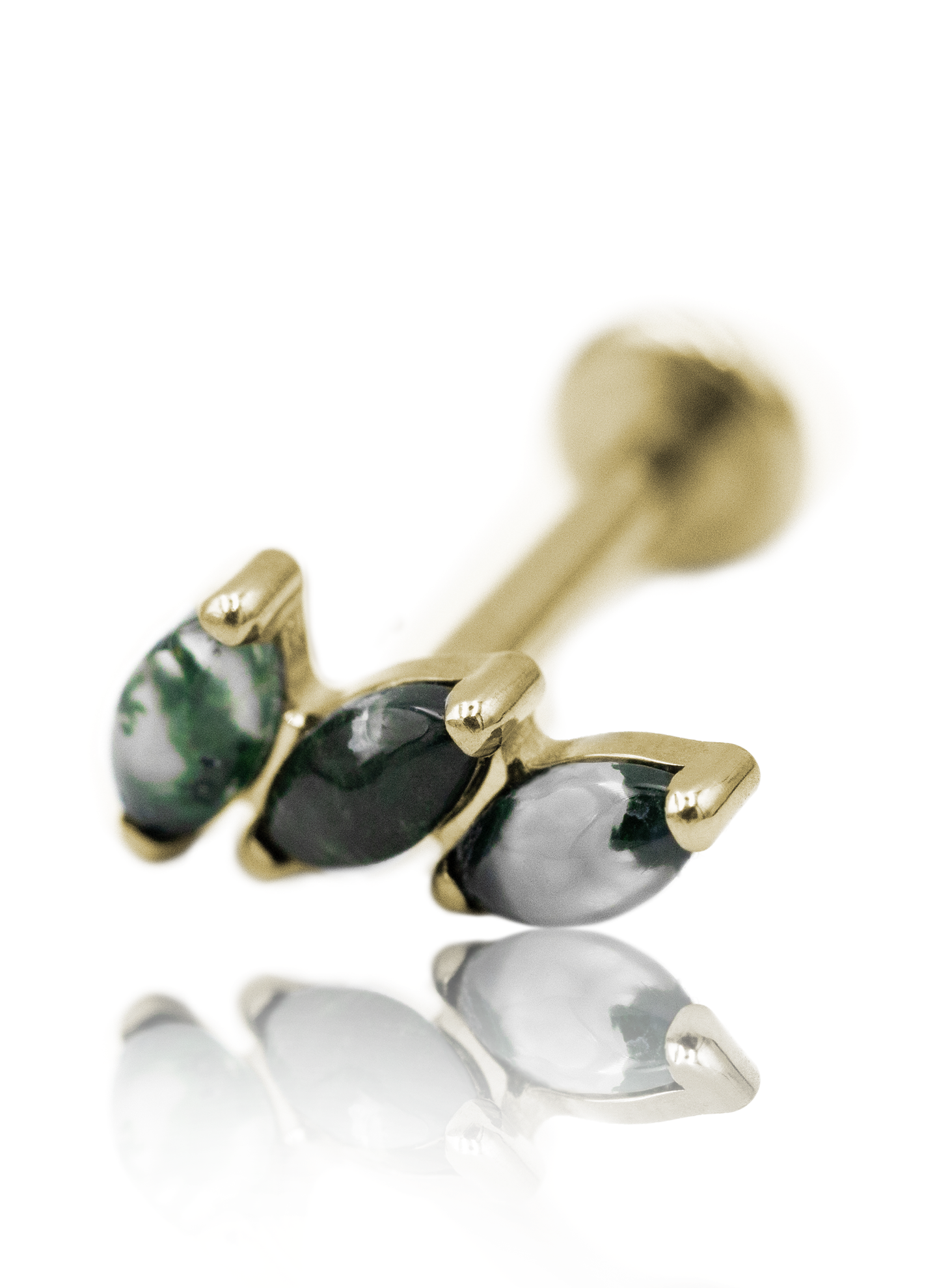 "3 stone clear black" ear stud - anodized titanium labret with stones