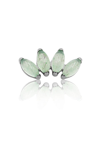 Kolczyk do ucha "4 stone light green" - tytanowy labret z kamieniami