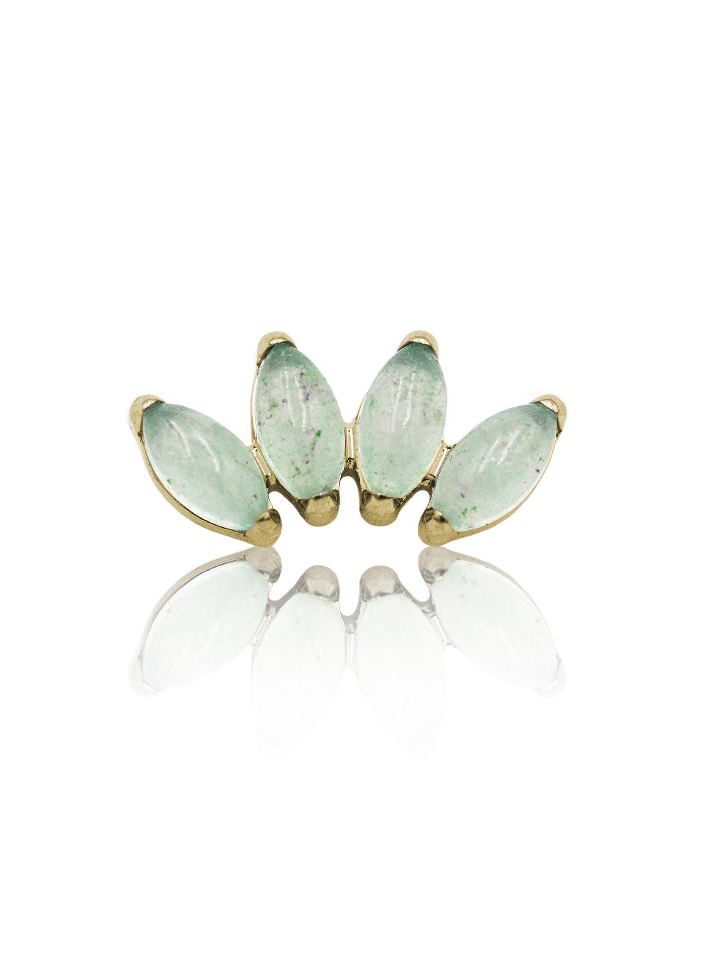 Kolczyk do ucha "4 stone light green" - anodyzowany tytanowy labret z kamieniami