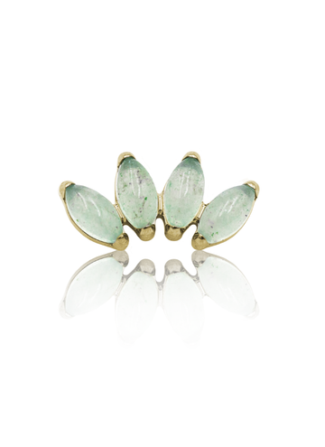 Kolczyk do ucha "4 stone light green" - anodyzowany tytanowy labret z kamieniami