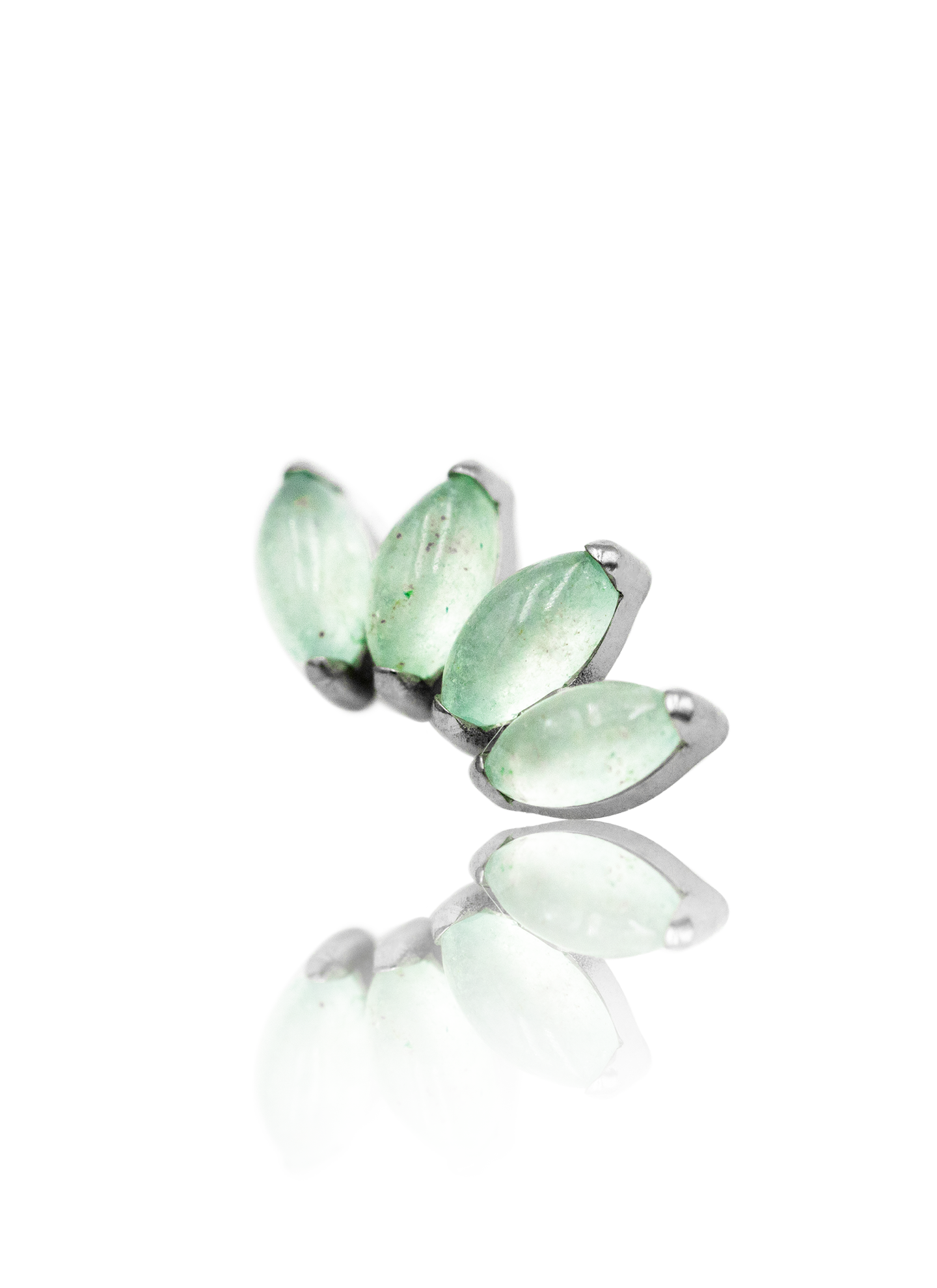 Kolczyk do ucha "4 stone light green" - tytanowy labret z kamieniami