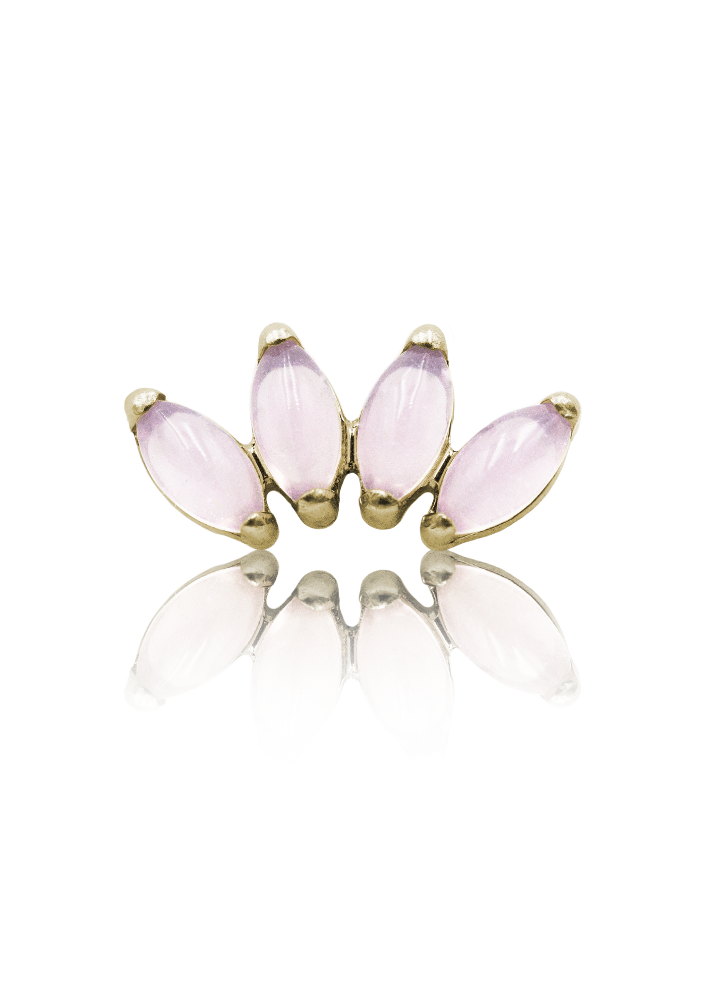 Ear stud "4 stone pink" - anodized titanium labret with stones