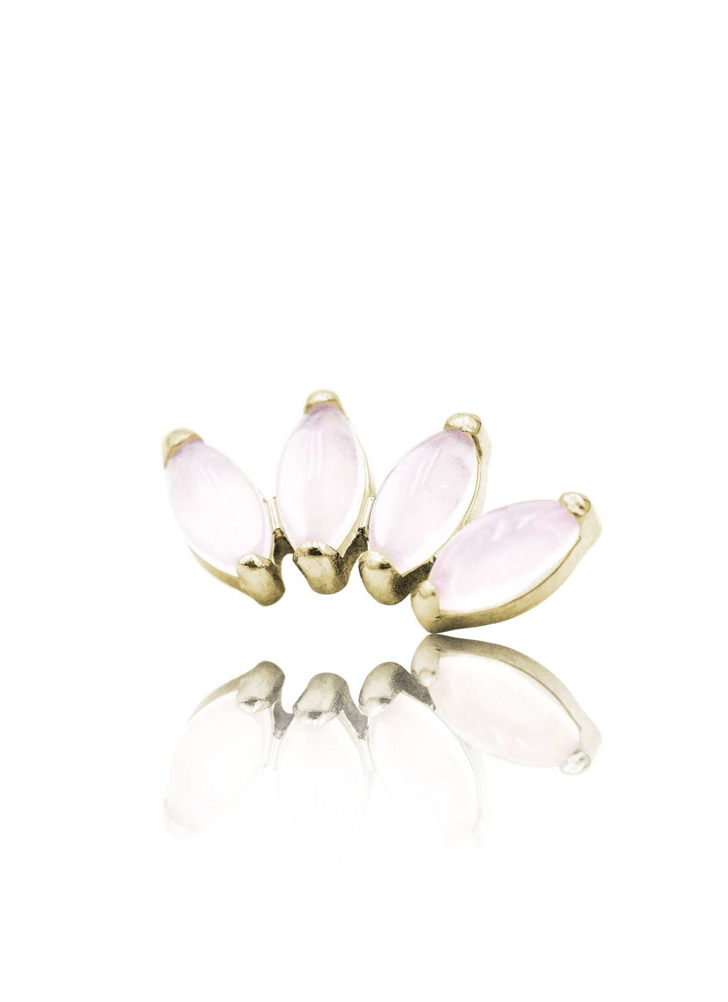 Ear stud "4 stone pink" - anodized titanium labret with stones