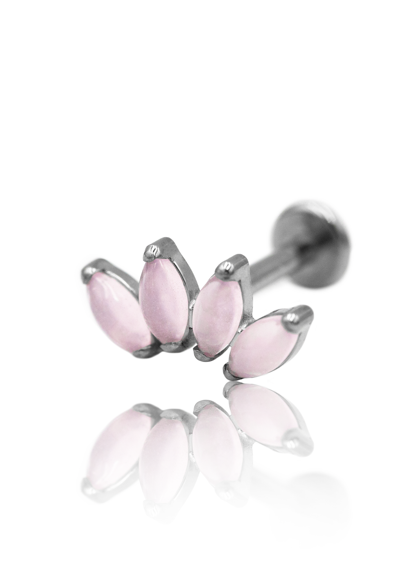 "4 stone pink" ear stud - titanium labret with stones