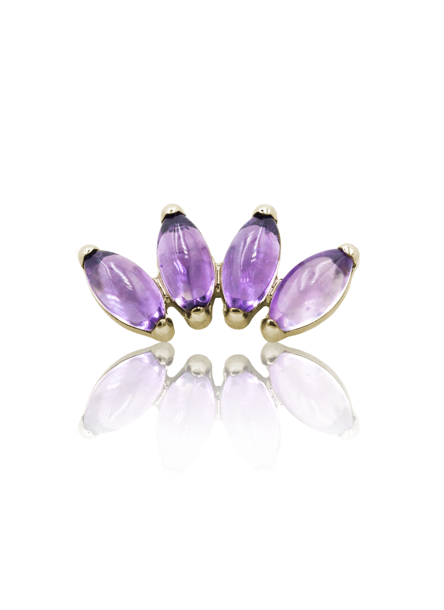 "4 stone purple" ear stud - anodized titanium labret with stones