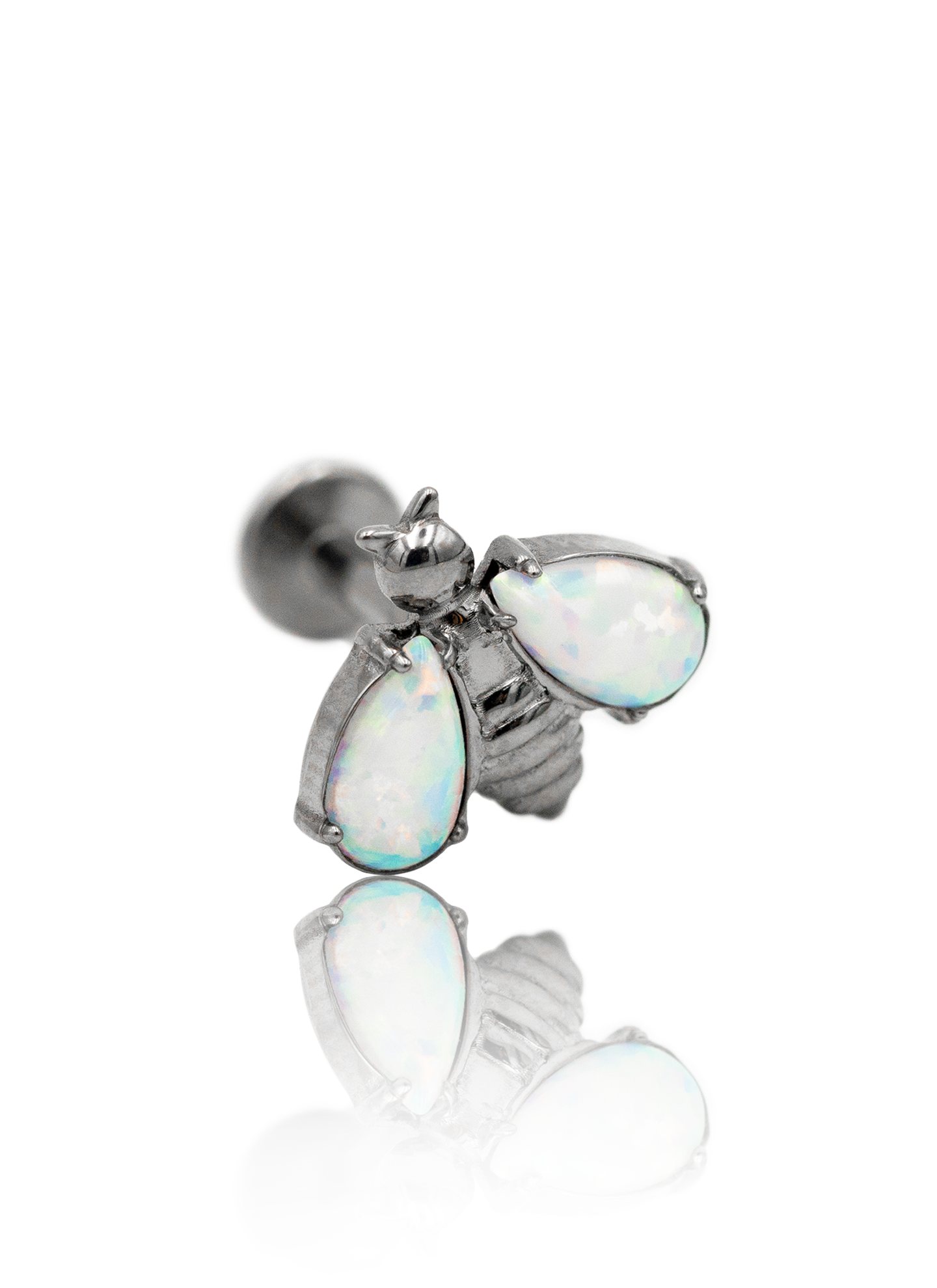 "Bee or not to bee" earring - titanium bee labret with opals