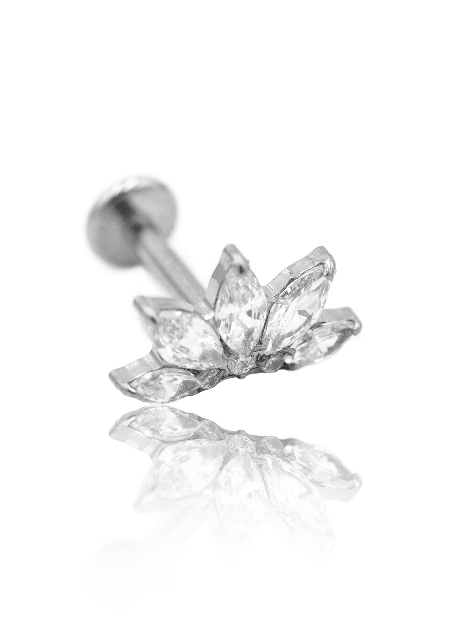 Kolczyk do ucha "Clear rosette" - tytanowy labret z cyrkoniami