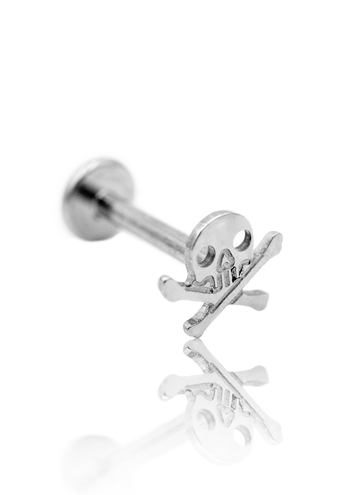 Kolczyk do ucha "Cool skull" - tytanowy labret czaszka
