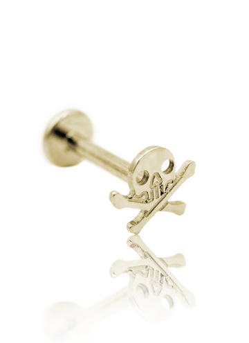 Kolczyk do ucha "Cool skull" - anodyzowany tytanowy labret czaszka