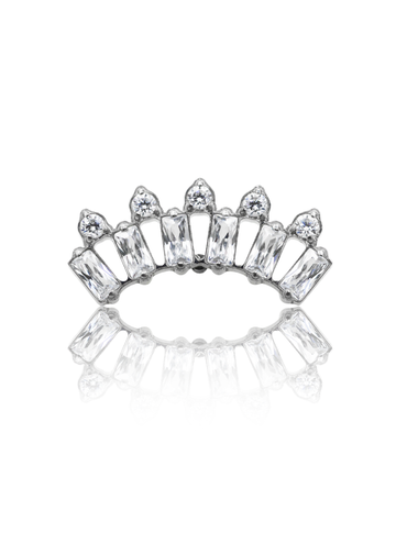 Kolczyk do ucha "Crown for U" - tytanowy labret z cyrkoniami